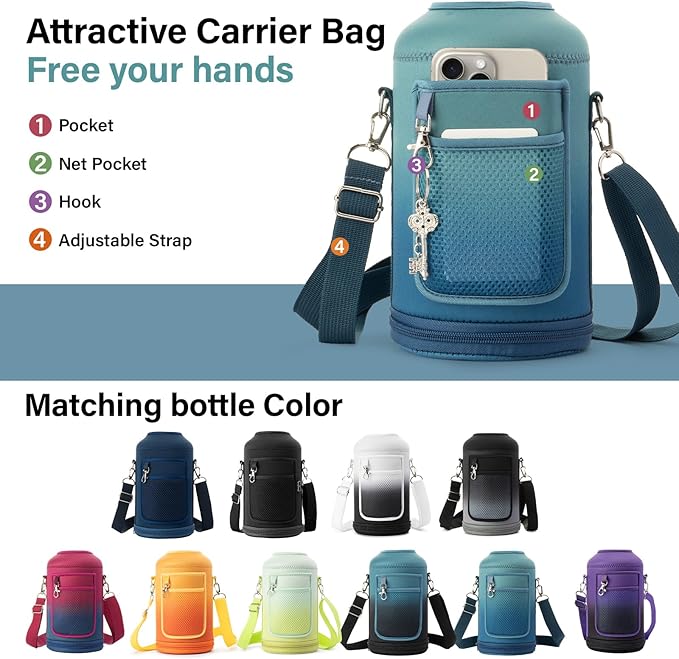 DYSANKY 1 Gallon Insulated Water Bottle | Upgraded Thickened Stainless Steel Metal Portable Sports Large Water Jug for Gym and Hiking with Carrier Bag, Handle Strap | BPA-Free 128 oz