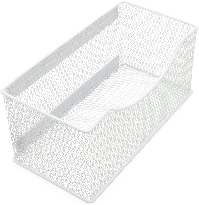 Ybmhome Wire Mesh Magnetic Storage Basket, Trash Caddy, Container, Desk Tray, Office Supply Organizer Silver for Refrigerator/Microwave Oven or Magnetic Surface in Kitchen or Office (2, Large (White))