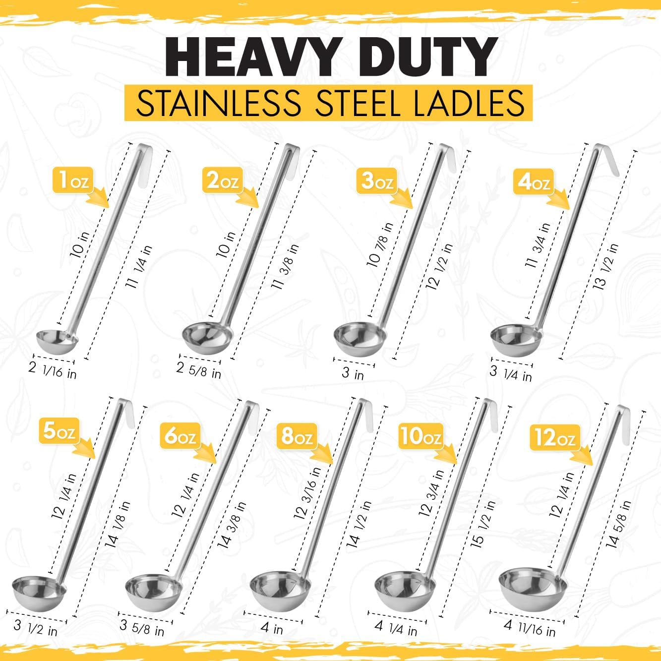 Ladle - Durable Stainless Steel Ladle Serving Measuring Soup Dressing Sauce Gravy Sturdy Dependable Long Handle for Kitchen (1, 3 Oz.)