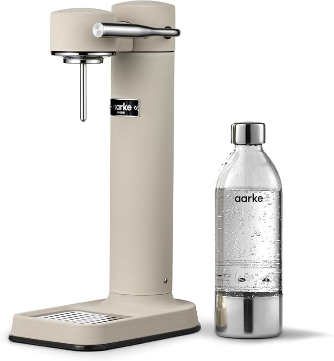 Aarke Carbonator lll, Sparkling & Carbonation Water Machine, Stainless Steel with PET BPA-Free Reusable Bottle Volume 1L/34 fl oz (Sand)