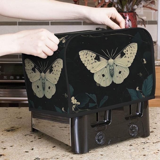 Aesthetics Butterfly Toaster Cover 2 Slice, Cute Country Bread Machine Cover, Washable Toaster Kitchen Small Appliance Cover Stain Resistant,with Top Handle
