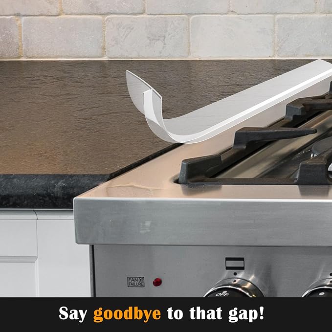 Silicone Stove Counter Gap Cover Kitchen Counter Gap Filler Transparent 21" Long Gap Filler Sealing Spills between Kitchen Appliances Washing Machine and Stovetop, Set of 2 (Clear)