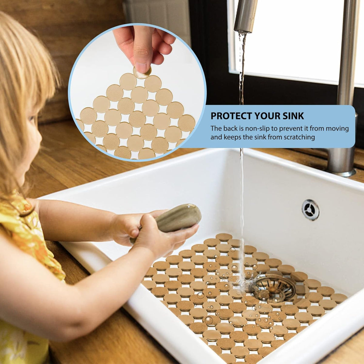 2Pack Adjustable Sink Protector Mats - Stainless Steel, Fast Draining - Perfect for Dishes & Glassware - Easy to Clean & DIY Cut