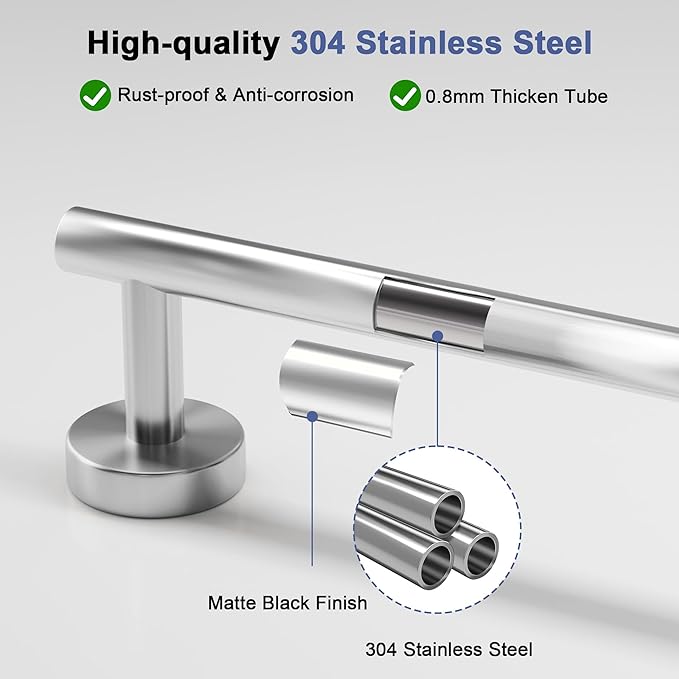 Brushed Nickel Towel Bar, 30 Inch Towel Racks for Bathroom Wall Mounted, SUS304 Stainless Steel Bathroom Towel Holder, Total Length 32.4 Inch Towel Bars