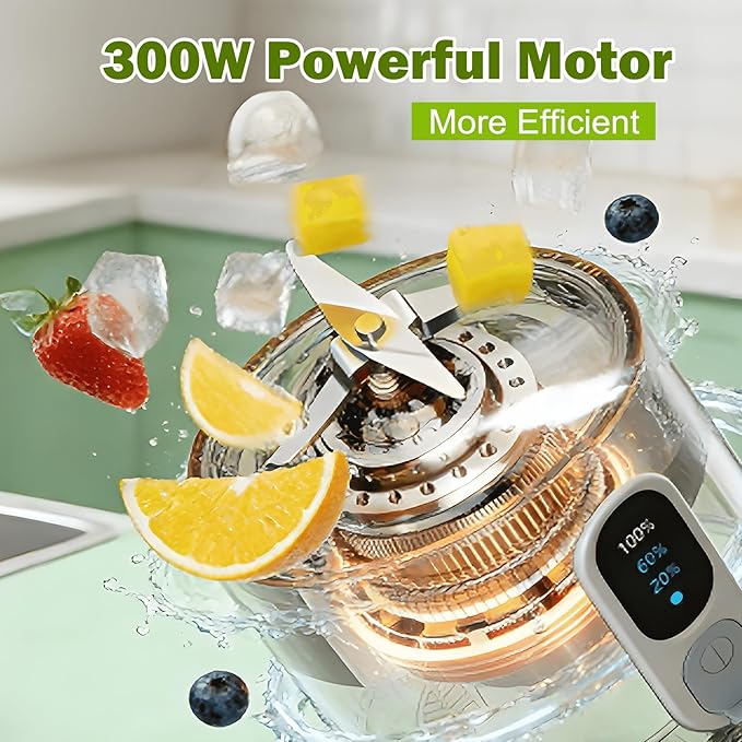 Portable Blender for Smoothies Electric Juicer - Freshly Juices Milk shakes and Baby food Small Portable Blender with 300W Motor Mini Mixer with Extra Lid Suitable for Outdoor Sports Travel