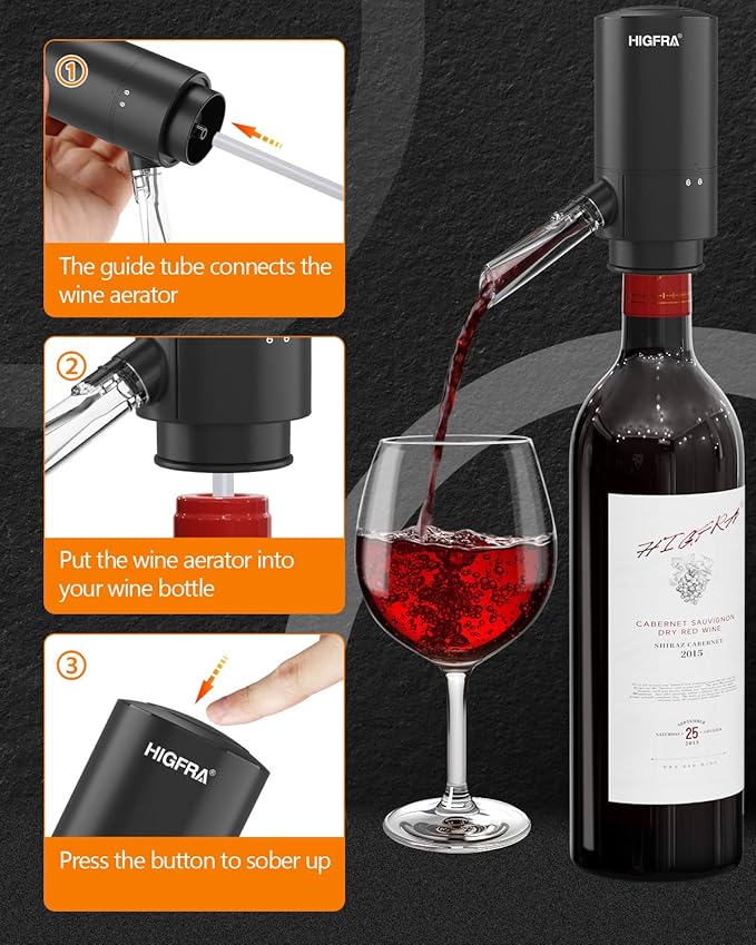 Rechargeable Electric Wine Opener Set – 4-in-1 Wine Gift Set with Aerator, Vacuum Stopper & Foil Cutter – Perfect Mother’s Day Gift for Mom, Wine Lovers, Home, Kitchen & Party