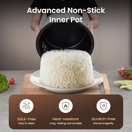 SYBO Commercial Rice Cooker and Warmer, 60 Cups Cooked (30 Cup Uncooked) Large Rice Cooker with Hinged Lid, Non-Stick Insert Pot, Stainless Steel Exterior
