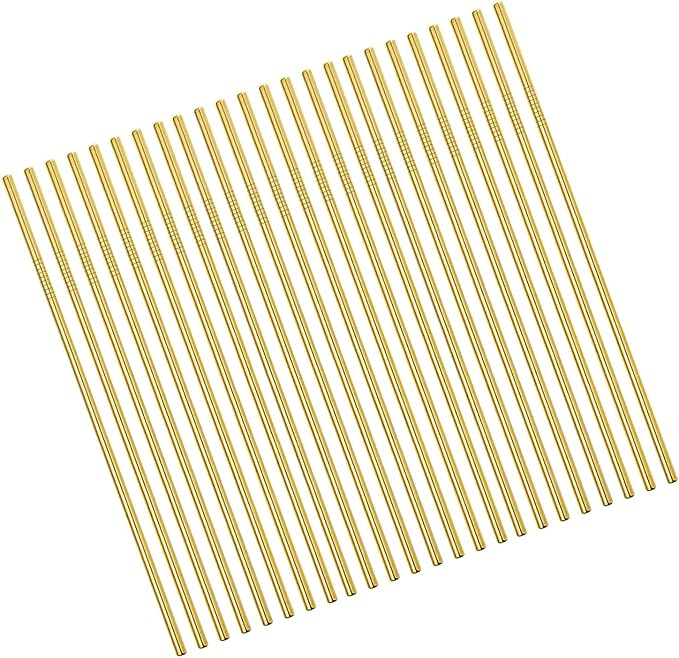 Gold Metal Straws 100Pack, NiceCaTeLe Ultra Long 10.5" Reusable Stainless Steel Straws Gold Drinking Straws in Bulk for 20/30 Oz for Yeti Tumblers. Dishwasher Safe (10.5" Long, Gold-100pcs Straight)