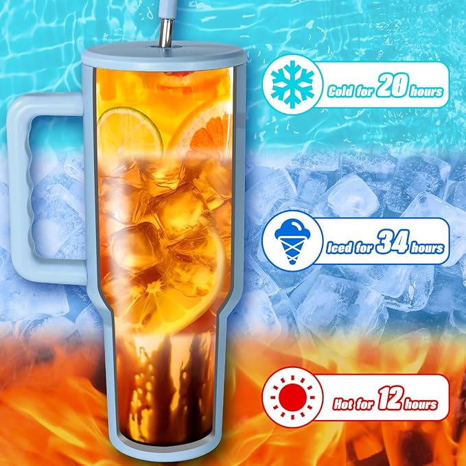 AGH 40 oz Sublimation Tumbler with Handle 4-Pack Stainless Steel Insulated Tumblers Blanks Water Bottle Travel Cups 4 Colors Matte
