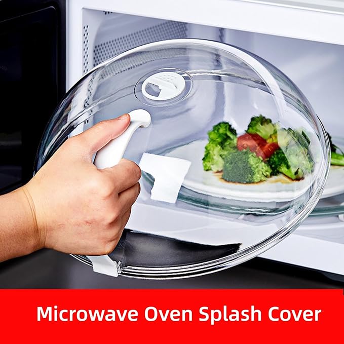 Microwave Oven Splatter Cover,High Temperature Proof Plastic Splash Guard Lid with Steam Vents and Handle for Keeps Microwave Oven Tidy and Food Fresh(Upgraded)