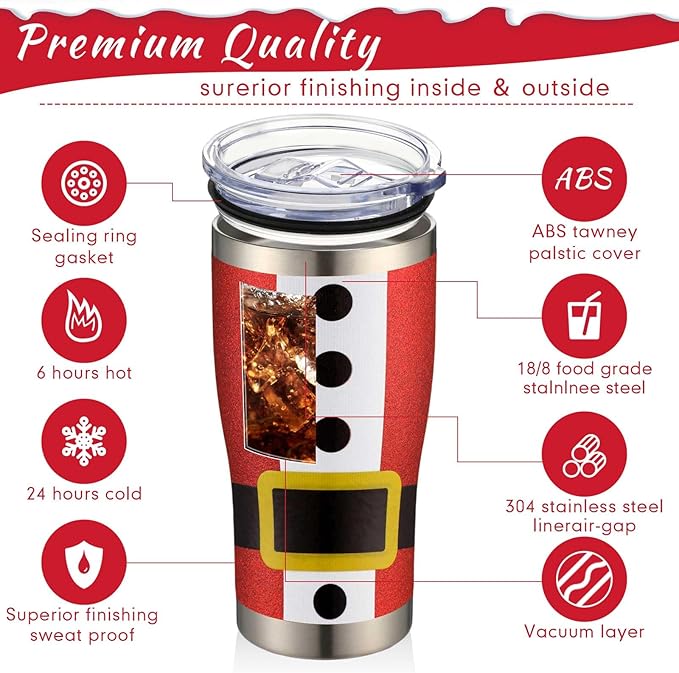 Sieral 4 Pack Christmas Glitter Tumbler Set 20oz Stainless Steel and Double Wall Insulated Travel Coffee Mug with Lid Straws and Brushes for Christmas Gift Friends