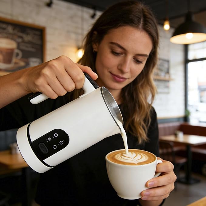 Electric Milk Frother, 4-in-1 Automatic Milk Steamer & Foamer 11.8oz/350ml, Automatic Warm and Cold Foam Maker and Milk Warmer for Latte, Cappuccinos, Macchiato (A)