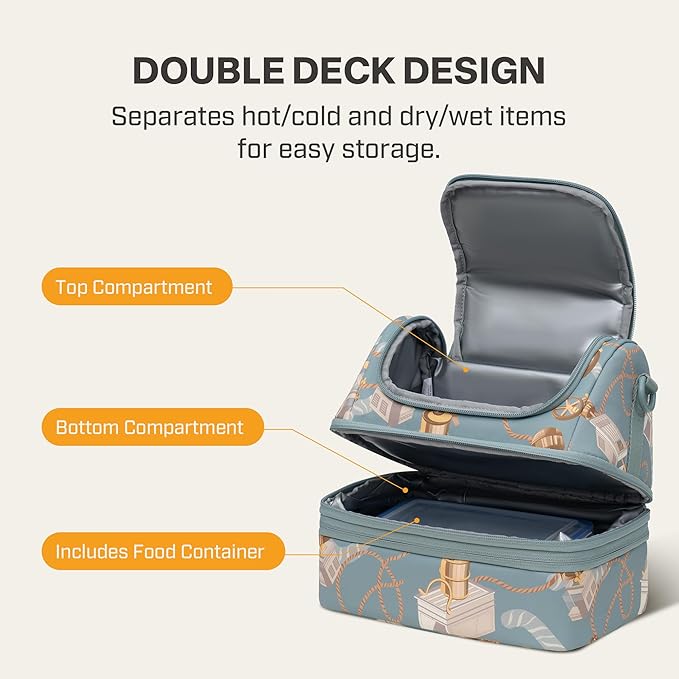 Everfun Womens Lunch Box Two Compartments Insulated Lunch Tote Bag Large Leakproof Soft Cooler Valentine's Day Gifts for Work Picnic Travel