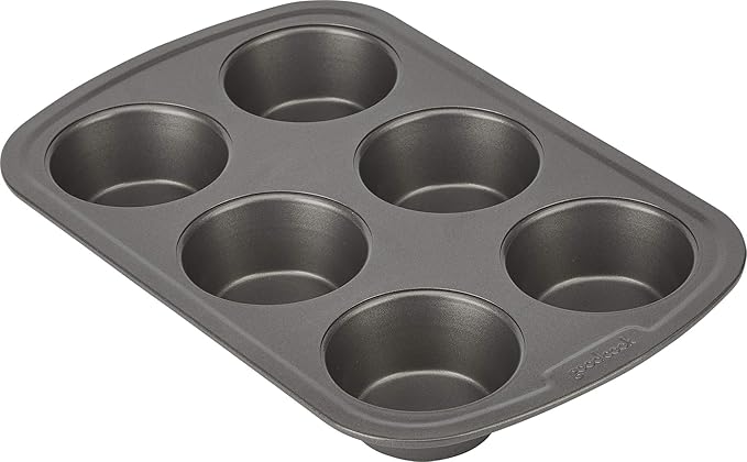 GoodCook Everyday Nonstick Steel Muffin Pan, 6 Cup, Gray