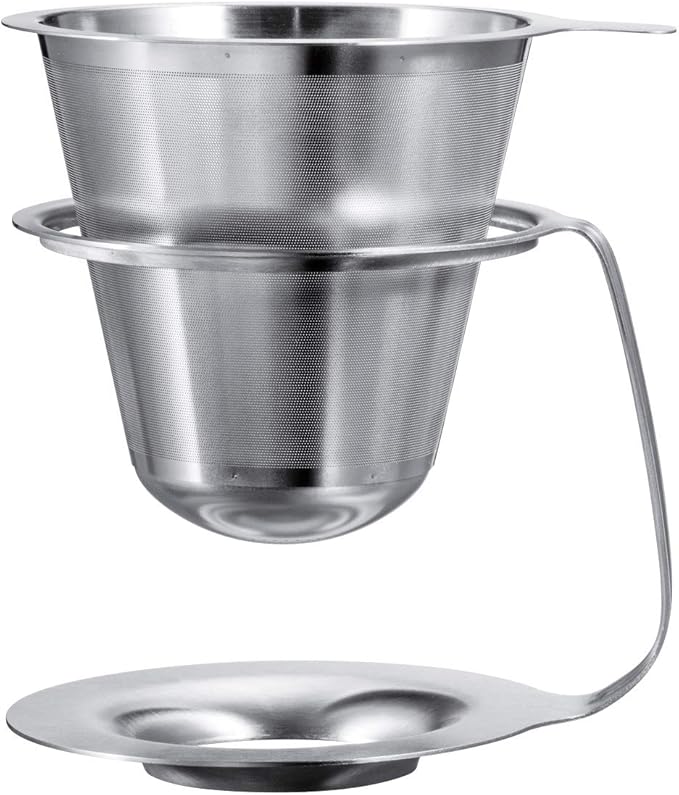 HARIO KDD-02-HSV Double Stainless Steel Dripper Kasuya Model, For 1-4 Cups, Hairline Silver