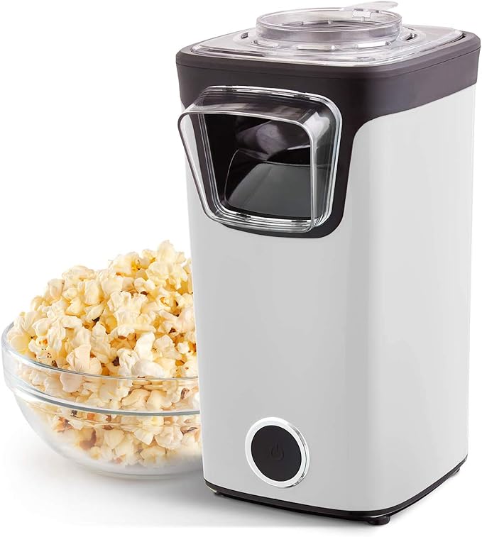 Dash Turbo Pop Popcorn Maker - Theater-Style Popcorn Machine - Comes with Measuring Cup & Butter-Melting Tray - Convenient, Space-Saving Design - 8 Cups, White