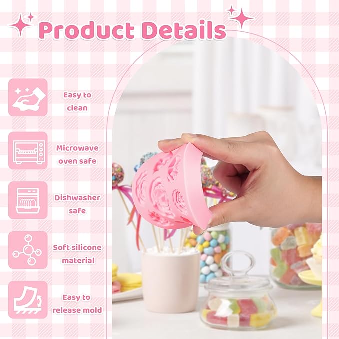 YunKo Rose Flower Fondant Mold Mini Chocolate Mold for Decorating Cake Candy Chocolate DIY Cake Decorating