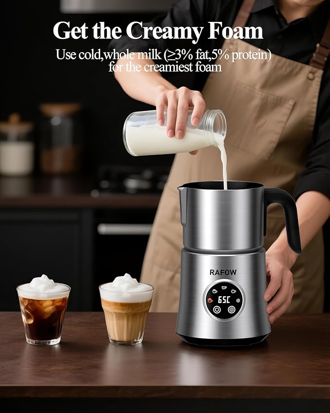 Electric Milk Frother: 16.9oz/500ml Large Capacity Dishwasher Safe Milk Steamer for Hot & Cold Milk Froth - Automatic Milk Frother & Warmer for Latte, Cappuccinos, Macchiato, Hot Chocolate