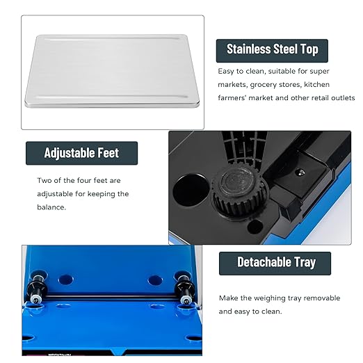 Price Computing Scale：SKEAP DS100 30kg/66 LB Digital Commercial Food Scale,Electronic Meat Scale for Farmers Markets, Retail Outlets, Supermarkets, Blue