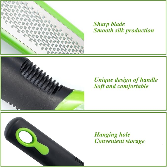 Zester Grater Set of 2, Cheese Grater for Kitchen Lemon Zester Tool Garlic Grater Ginger Grater, Kitchenaid Food Grater with Handle Handheld, Sharp Stainless Steel Blade with Protective Cover
