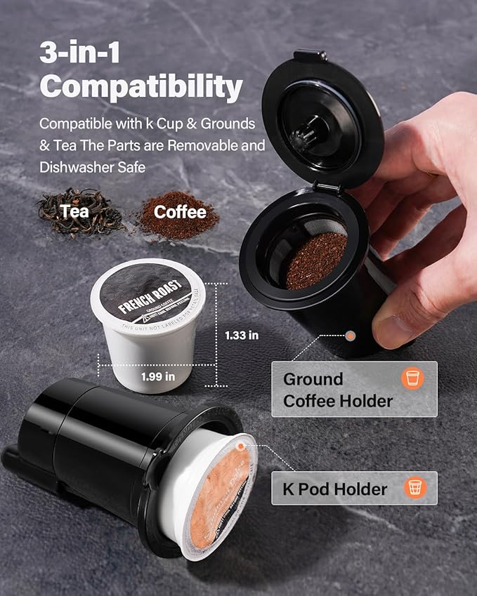 Coffee Maker Hot & Iced With Bold Setting,Single Serve Coffee Maker For K Cup And Grounds,52 Oz Removable Water Tank,6-14 Oz Brew Sizes,One Cup Kcup Coffee Machine With Reusable Filter, White