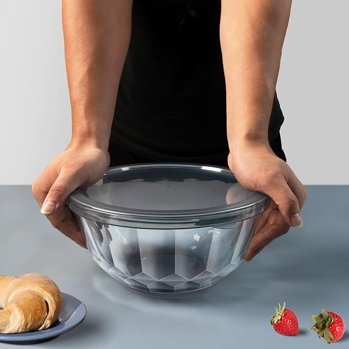Freshmage Mixing Bowls with Airtight Lids Sets, 5 Packs Thick Glass Nesting Bowls for Kitchen Baking, Meal Prepping, Bpa Free, Dishwasher Safe, 0.5/0.8/1.6/2.7/4.4 Qt