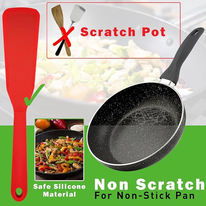 Eggssentials - Pancake Flipper Spatula - Non-Stick - Heat Resistant Egg Spatula for Kitchen Uses, Baking, Cooking, and Mixing - Red