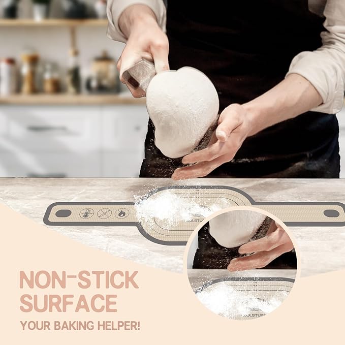 Koolstuffs Silicone Bread Sling Oval and Round, 2 PCS Nonstick＆Reusable Bread Baking Mats, Easy-To-Clean Dutch Oven Liners, Sourdough Bread Baking Supplies