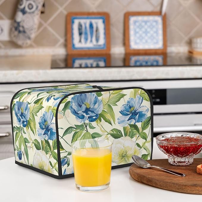 Pastoral Charm Flowers Covers for 4 Slice Toasters,Cute Country Bread Machine Cover with Handle,Washable Stain Resistant Kitchen Small Appliance Cover Dining Decor