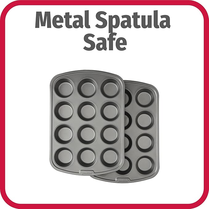 GoodCook Nonstick Steel 12-Cup Muffin Pan, Gray, Set of 2
