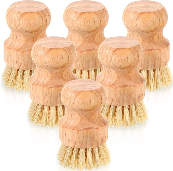 Nuenen 100 Packs Bamboo Dish Scrub Brushes Wooden Scrubbers Set Kitchen Dishwashing Scrubber with Natural Sisal Bristles for Iron Pot Pan Sink(Sisal)