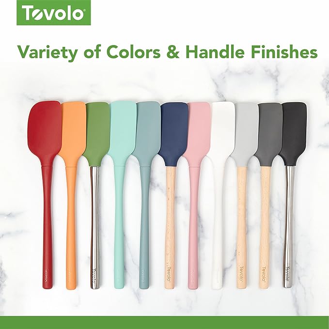Tovolo Silicone Spatula with Wooden Handle Set of 5 Piece Silicone Kitchen Utensil Set Spoonula Jar Scraper Mini Spatula and Spoonula for Cooking Baking Mixing Folding Charcoal Gray