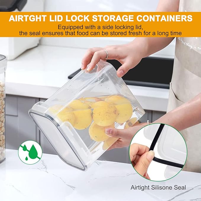 Airtight Food Storage Containers with Lids, BPA Free Clear Pantry Storage Container for Kitchen Food Pantry Organizers and Storage, Plastic Pantry Organiser for Cereal,Flour and Sugar 42 pack