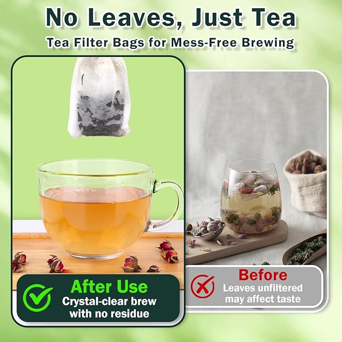 400Pcs Disposable Tea Bags for Loose Leaf Tea, Empty Tea Filter Bags for Cooking, Infuser Sachets for Spice, Coffee, Herb and More (3.54x2.75 Inch)