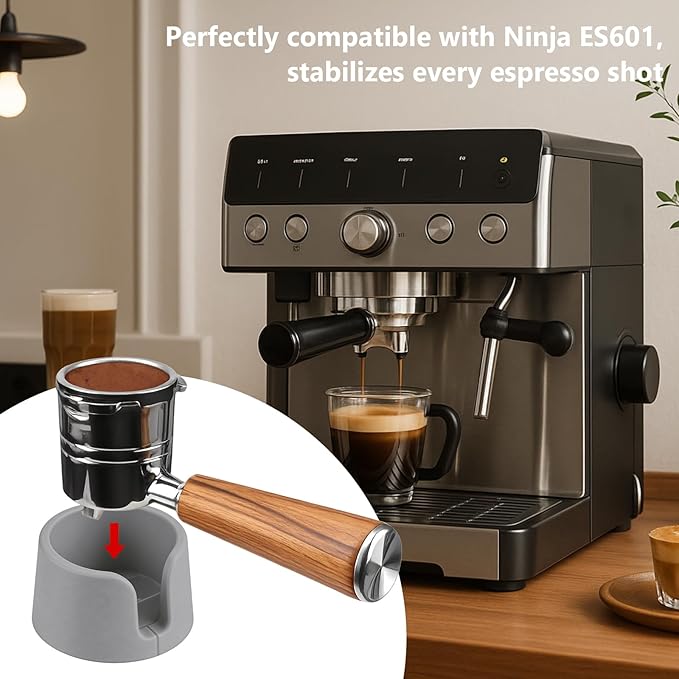Luxe Cafe Accessories - Coffee Tamper Base for Ninja Espresso ES601, Handheld Portafilter Stand for Stable Tamping & Even Extraction, Anti-Slip PETG Base for Barista-Style Espresso at Home (GREY)
