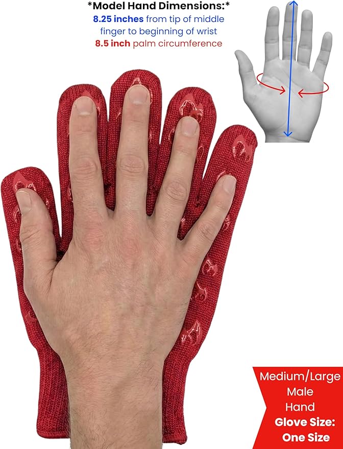 Grill Armor Oven Gloves with Fingers – 932°F Heat, Fire & Cut Resistant Mitts for BBQ, Grill, Cooking, Grilling, Baking, Smoker & Fire Pit
