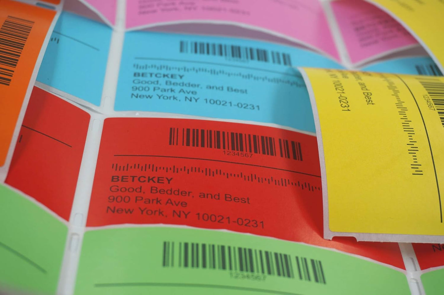 BETCKEY - 2.25" x 4" Multipurpose & Shipping Labels Compatible with Zebra & Rollo Label Printer,Premium Adhesive & Perforated[Pink, 6 Rolls, 2100 Labels]