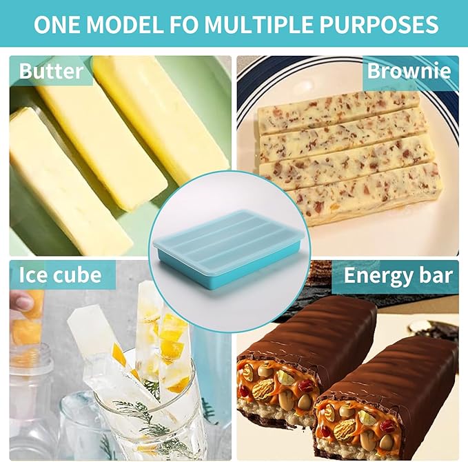 Silicone Ice Cube Trays with Lid for Water Bottles Ice Cube Mold, Easy Release Long Ice Cube Sticks For Bottled Beverage, Soda, Sport Drinks, Burritos Egg (Blue 2 Pack)