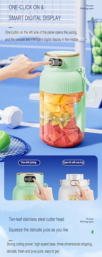 Large-capacity personal size blenders, powerful motor driving ten-blade cutter head, dual large-capacity batteries, TYPE-C fast charging head, 40Oz (1200ml) large capacity (white with lid)