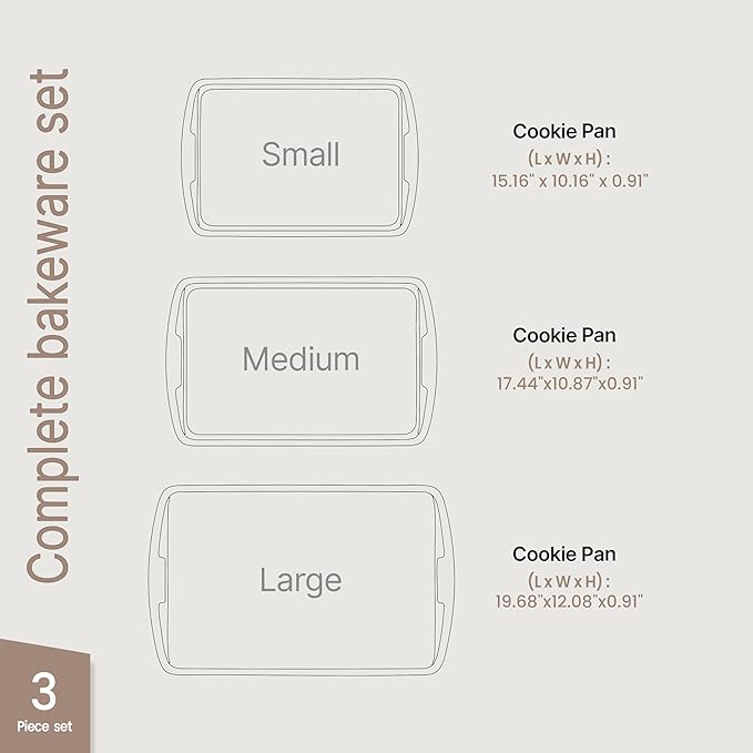 BAKKEN Kitchen Baking Pan Set - Nonstick Coating, Commercial Grade Carbon Steel Bakeware Sets, Baking Kitchen Essentials, PFOA, PFOS, PTFE Free, Oven Safe Tray (Up To 450° F), Set of 3, Blue Marble