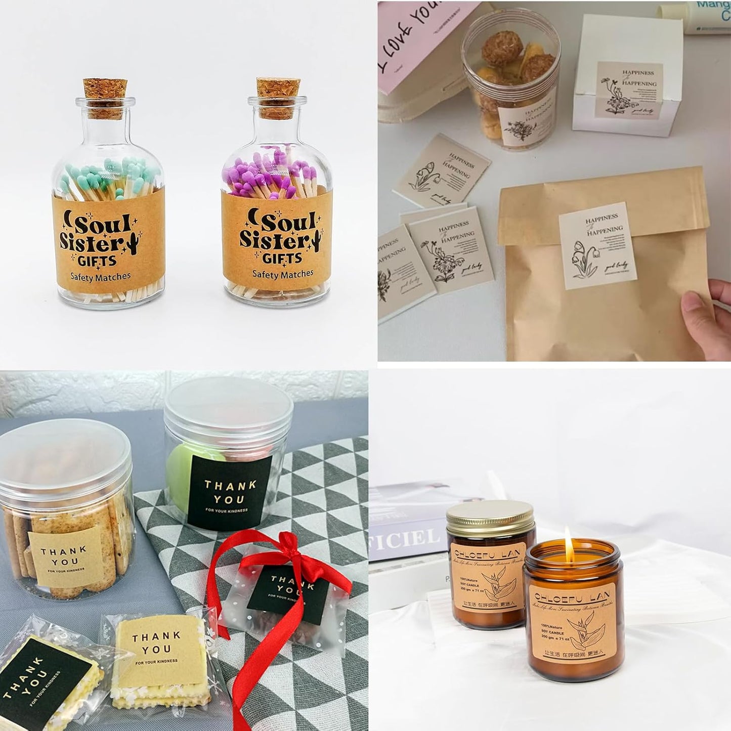 Custom Stickers Personalized Square Kraft Paper Sticker Customizable Floral Wreath Labels, Stickers for Mason Jars, Wedding Favors, Gift Tags, Party Packaging (Style 5)