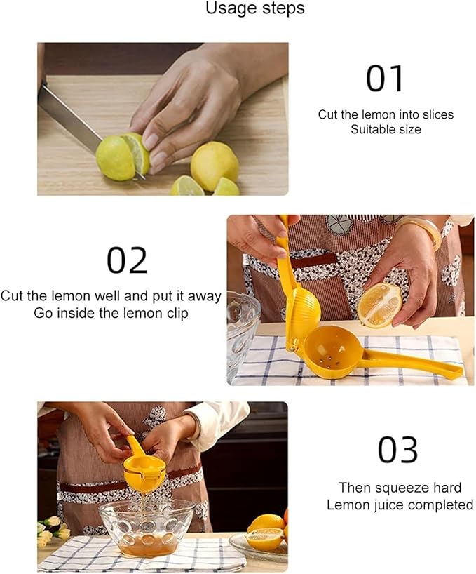 Home Manual Lemon Squeezer Aluminum Alloy Hand Pressed Citrus Orange Juicer Portable Kitchen Tool for Lime Lemon Home Use Yellow 1-5PCS(2pcs)