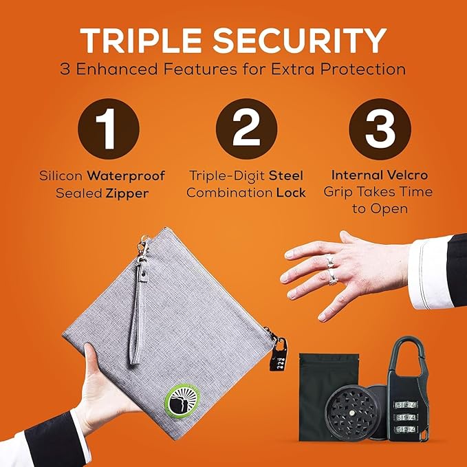 Large and Small Smell Proof Bag Combo, Smell Proof Container, Dog Tested Odor resistant Bag, Best Zipper Odor sealing Pouch Herbs, coffee & Travel Medicine Bag, Scent resistent Containers