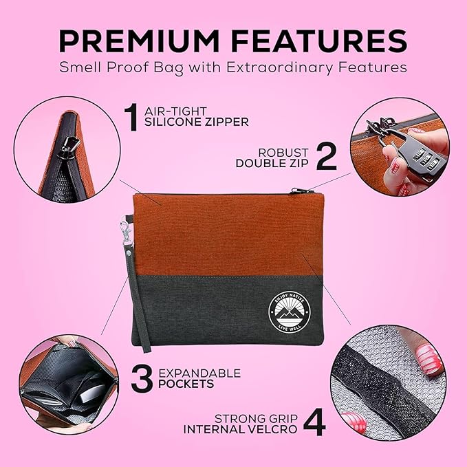 Enjoy Native Smell Proof Bag with Lock 11" x 9", Smell Proof Container, Dog Tested Odor resistant Bags, Best Zipper odor sealing pouch for Herbs, Coffee & Travel Medicine, Scent resistent Containers