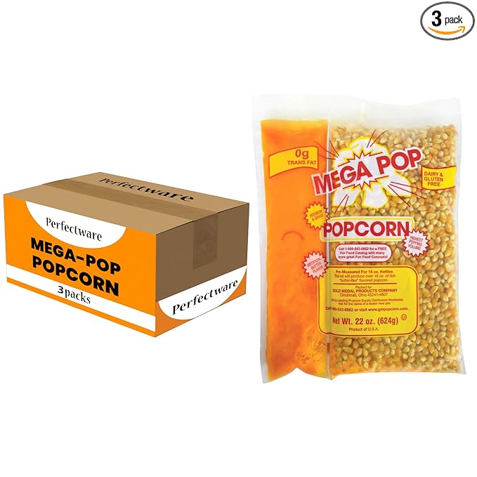 16oz Popcorn Portion Packs with Premeasured Salt and Oil- Package of 3ct