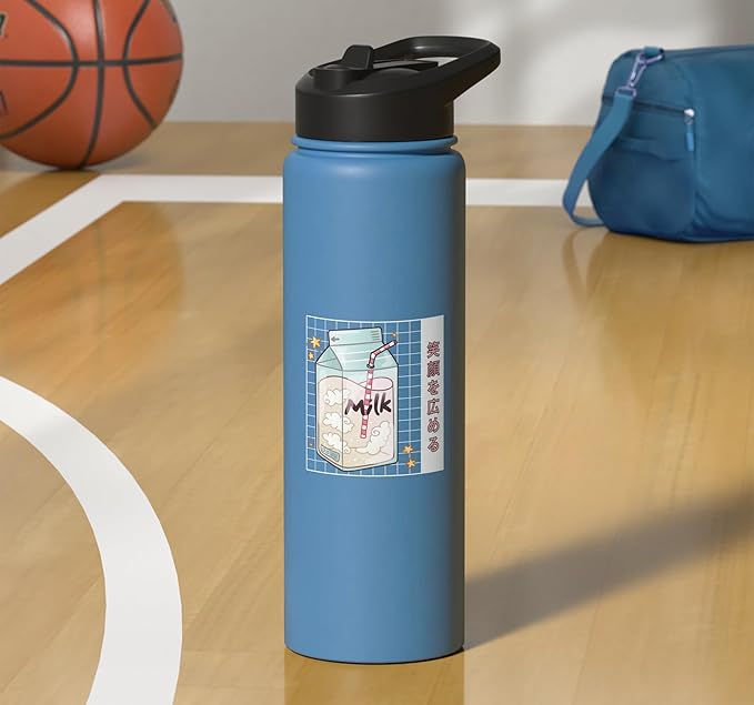 Cute Milk Carton Kawaii Japanese Stars Clouds Stainless Steel Insulated Water Bottle