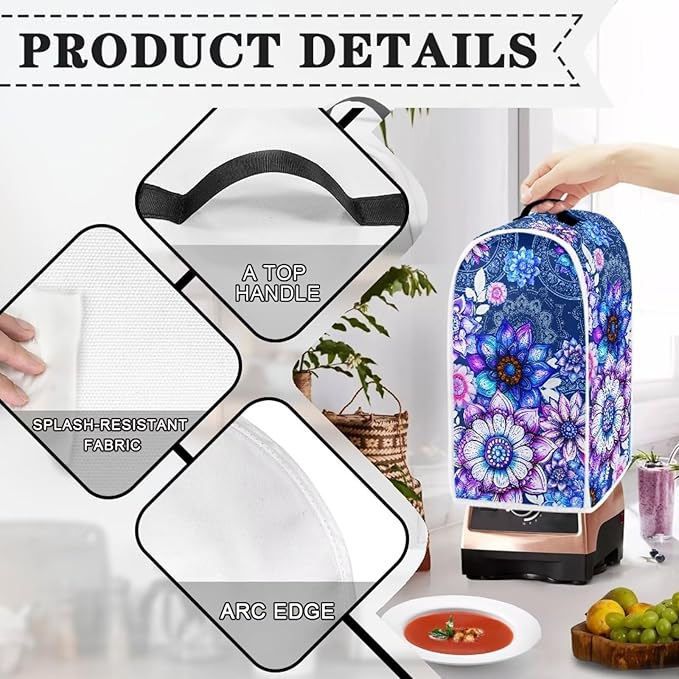 Bright Blossoms Toaster and Blender Cover Set Boho Mandala Floral Small Appliance Cover Kitchen Accessories Size M
