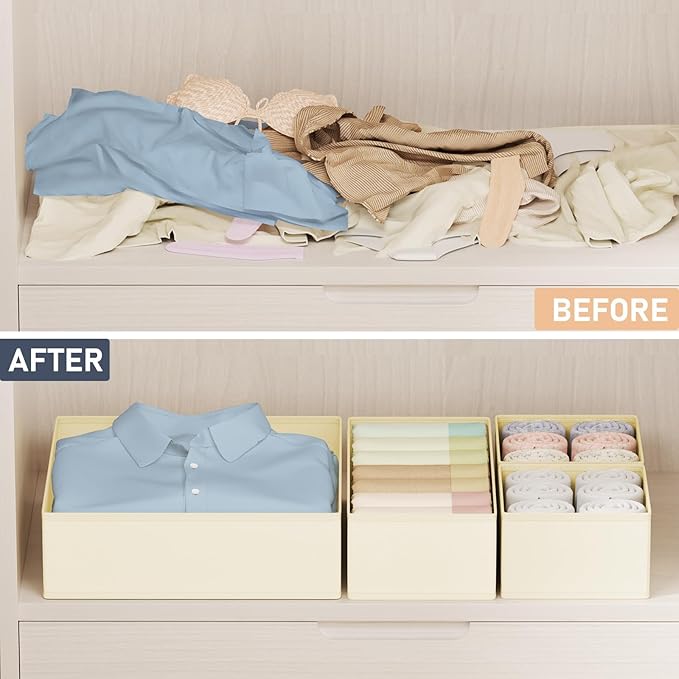 DIMJ Drawer Organizer Clothes 24 Pack - Foldable Baby Organizers and Storage Dresser Organizer for Bedroom, Closet Nursery Organization Dresser Dividers for underwear, Sock, Bra, Belt, Tie