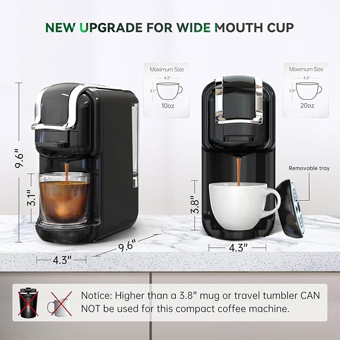 Multi-Capsule Coffee Maker, Hot/Cold Coffee Maker, Milk, ESE Pod Ground Coffee, Cafeteria, 19 Bar, 5 in 1 (Color : H2B M1A BK, Size : CHINA_US)