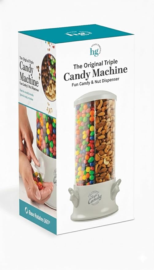 Handy Gourmet Original Triple Candy Machine-Fun Candy & Nut Dispenser-New & Improved (Warm Gray), Standard (JB8450WG)
